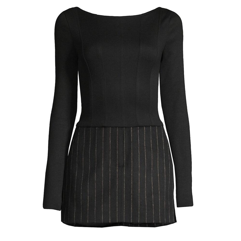 Jason Wu Tailored Black Ponte Pinstripe Minidress Size 12 NWT